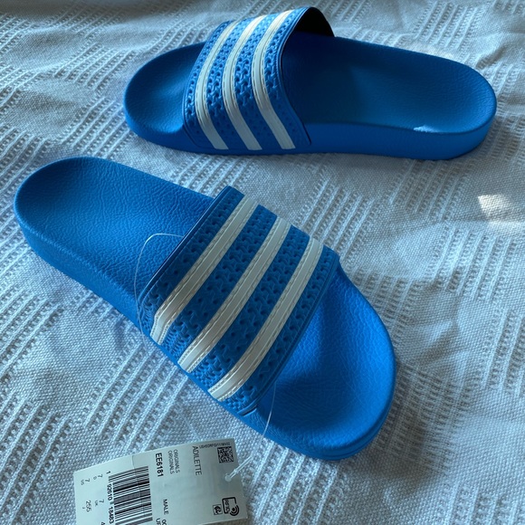 adidas slides light blue